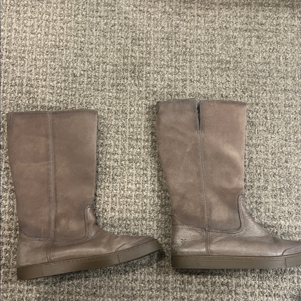 FRYE Gemma Tall Shearling Leather Suede Boots Sz 9